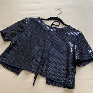 Cropped Shimmery Party Shirt